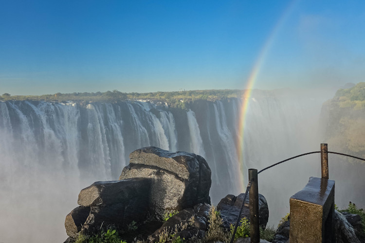 Victoria Falls Mosi-oa-Tunya Zambia Livingstone side rainbow mist Knife Edge Bridge Devil's Pool