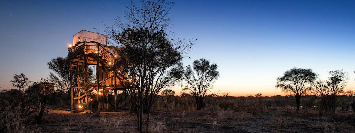 Skybeds are elevated tree houses in the Khwai Game Reserve