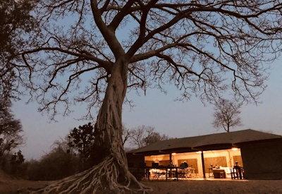 A remote and wild tented camp