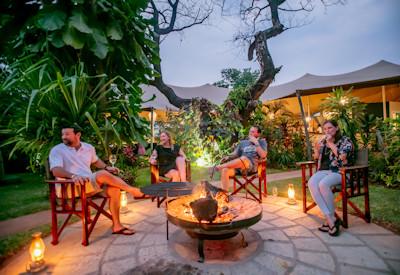 Outdoor firepit close to the bar and restaurant